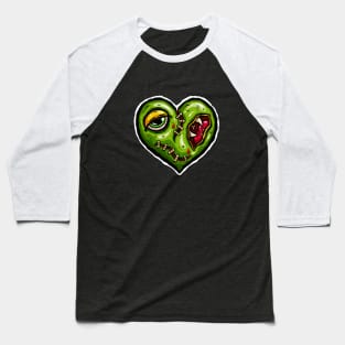 Zombie Heart Stitched Plaster Green Valentines Day Baseball T-Shirt